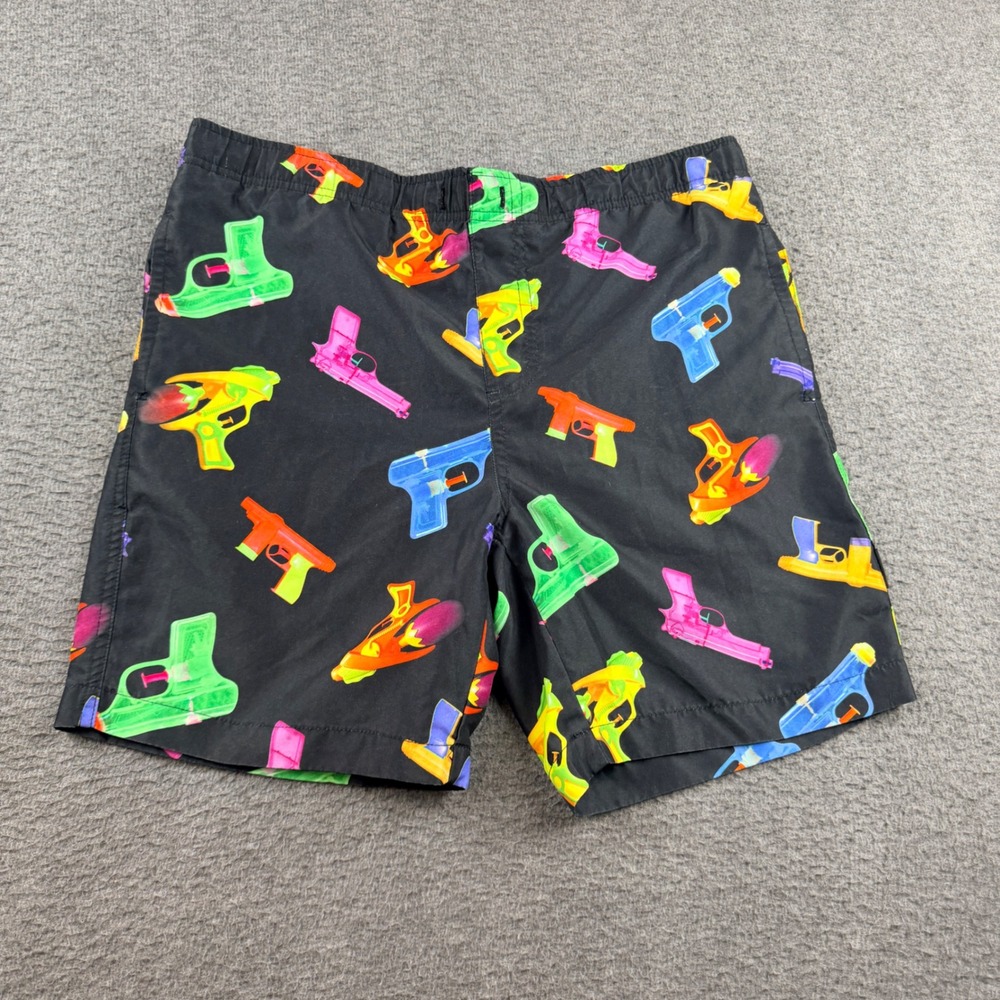 Brooklyn‎ Cloth Volley Shorts Men's Small Black Neon Water Gun Print Swim Trunks